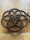 Vintage   Antique Decorative Round Cast Iron Footed Trivet Ornate Design  