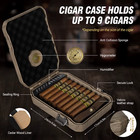 Travel Cigar Humidor Set  Cedar  Lighter  V-cutter  Humidifier   Hygrometer