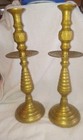 Vintage Large 16 1 4 Brass Candle Sticks Candle Holders Etched Design Fancy