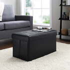 Footrest Storage Ottoman Upholstered Chest Stool Room Home Bench Faux Leather Us