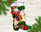 Finished Bucilla Christmas Stocking Cowboy Santa Horse Riding Boot Handmade Felt
