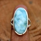 Larimar Gemstone 925 Sterling Silver Gifts For Her Ring Jewelry All Size