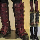 Medieval Larp Pu Leather Leg Armor Gothic Greaves Gaiter Viking Knight Costume K