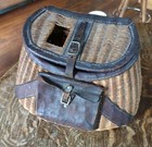 Early Wicker Leather Fly Fishing Trout Fish Creel Basket Pouch Fishing Tool