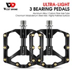 West Biking Bicycle Pedals Carbon Fiber Axle 3 Bearing Mtb Road Bike Pedals