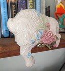 Vintage Painted Ceramic Shelf Sitting Sleeping Bunny Rabbit