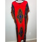 Dashiki Print Kaftan Maxi Dress Women One Size Red African Caftan Boho Muumuu