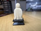 Vintage 2  Tall Laughing Buddha Carved Statue On Wood Stand