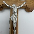 Vintage Wooden Wall Crucifix Cross With Metal Jesus Inri Religious Catholic 5 5   