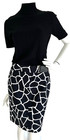 New Michael Kors Mk Skirt Animal Print Gold Tone Faux Belt Black Size Small 4
