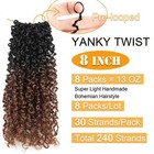 8 Inch Yanky Twist Crochet Hair Pre-looped 8 Packs 8 Inch  pack Of 8  Ot30