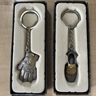 Russ Berrie-vtg Lot Of 2  Golf Theme Keychain Nib   Open Box Shoe   Glove Pewter