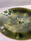 Vintage Enamel On Copper Bowl 10    Speckled Greens Signed