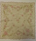 Vintage 1920 s-1940 s White Silk Hand Full Embroidered Handkerchief
