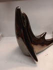 Vintage Iridescent Metallic Bronze Finish Porcelain Dolphin Figurine 11 5x15
