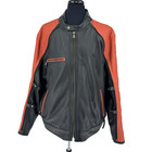 Harley-davidson Mens Rustlers Leather Jacket 3xl Orange Sleeves Embroidered Logo