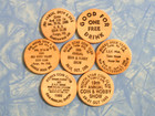 Lot Of 7 Vintage North Dakota Wooden Nickels Tokens Wood Coin Collection Nd