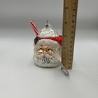 Raz Santa Whipped Cream Mug Glass Ornament Hot Cocoa 4 Inch Holly Leaf