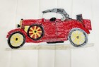 Vintage Needlepoint Punch Model A Car 2 Frame  Pillow  On Jacket 