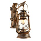 Vintage Industrial Metal Glass Lantern Wall Lamp Sconce Hallway Foyer Wall Light