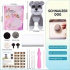 Diy Needle Felting Kit For Cute Schnauzer Dog Figurine  Crafting Wool Art