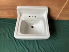 Vtg 20x18 White Ceramic Mid Century High Back Bath Wall Sink Standard 249-25e