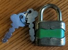 Vintage Green Barrel Lock Padlock W  2 Original Keys 1 75   x1   x1 2     working 