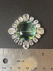 Vintage Rhinestone 2 Inch Brooch White And Green Stones