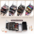 Makeup Case Train Case Portable Makeup Box With Mirror Lock Box Travel Cosmetic 