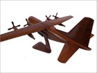 C-130 Hercules 4 Prop Handcrafted Natural Mahogany Premium Wood Desk Model Nib