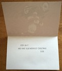 Unused Christmas Santa Motorcycle Ride Retro Gold Embossed Greeting Card 1960s