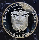 1977 Panama 20 Balboas Vasco Nunez De Balboa Silver Proof Km  44 61mm Lvb9 53