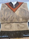 Mexican Leather Wool Handmade Poncho Gaban Piel Lana Genuine Authentic Ooak 