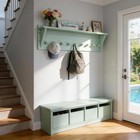 Webi Coat Rack Wall Mount Shelf 36   Long 9 Peg Hooks Light Green