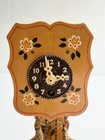 Vintage Miniature Grandfather Clock Germany Wood Hand Painted J Hauser 8    No Key