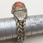Ancient Roman Silver Ring Engraved Stone Braided Band Antique Artifact Jewellery