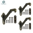 Stair Handrail Brackets Wooden Railing 3 Pack Antique Brass Support Hardware