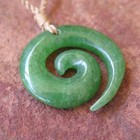 Genuine Green Jade Spiral Design Adjustable Brown Hemp Cord Pendant Necklace