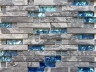 11pcs Gray Marble Glass Blue Kitchen Backsplash Bathroom Decoration Wall Tile