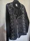 Mens Chef Coat Medium Black W  White Embroidery Western Bolero Rockabilly Style