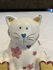 New Ganz Whimsical Cat Kitty Ceramic Porcelain Flower Coin Money Toy Piggy Bank