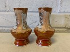 Vtg Antique Japanese Signed Kutani Porcelain Pair Of Miniature Vases Birds Dec 