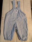 Vintage Oshkosh Baby Bgosh Vestbak  Overalls Blue Plaid Check Size 3 6 Mo