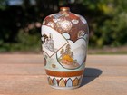 Antique Japanese C1900 Meiji Period Kutani Miniature Vase With Figures Signed