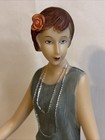 Vintage Art Deco Style Lady Figurine     Polystone Collectible     Elegant 1920s