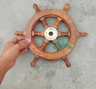 12 nautical Wooden Brass Ship Pirate Wall Marine Boat Steering Wheel Decorative