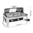 9 5qt 2-pan Stainless Steel Roll Top Chafing Dish Set Large Capacity With Cover
