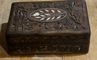 Vintage Wood Hand Carved Bovine Inlay Hinged Sheesham Trinket Jewelry Box 6x4x2 