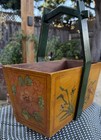 Antique Painted Chinese Rice Grain Bucket With Handle
