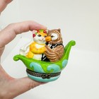 Cat Hinged Trinket Box Porcelain Cats Orange Owl Love Leaf Boat Honey Wedding
